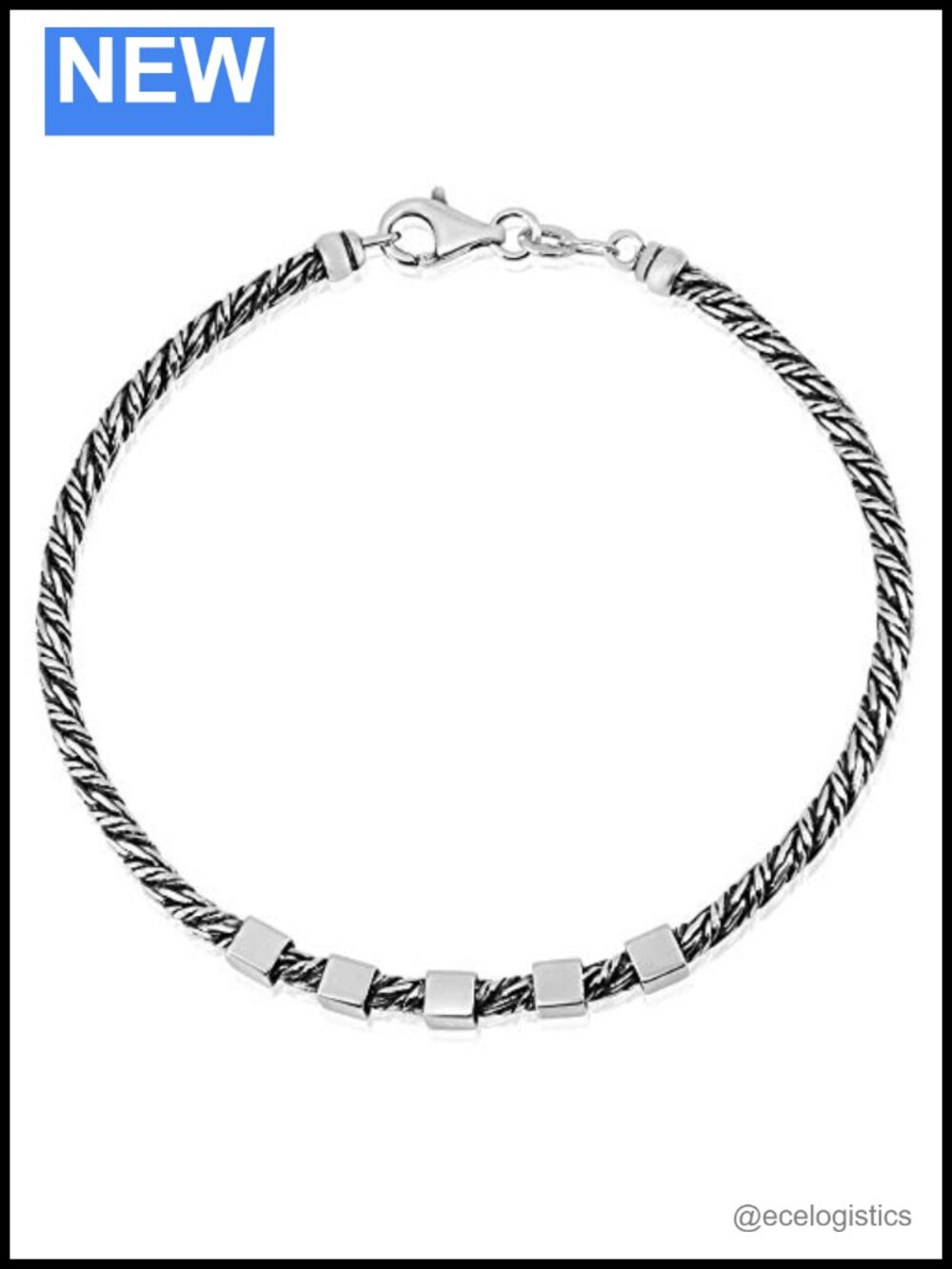 Italian 925 Sterling Silver Chain Link Bracelet Lobster Clasp 8 Inch